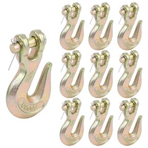 yeesport 10PCS Grab Hooks 3/8", G70 Clevis Slip Hook for Trailer Truck Transport, Forged Alloy Steel Yellow Zinc Finish, 7,500 Lbs Working Load Limit