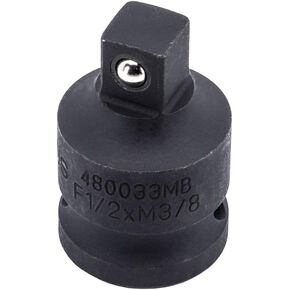 Genius Tools 1/2" Drive Impact Adapter 1/2"F × 3/8"M with Steel Ball (CR-Mo), 38mm Length - 480033MB