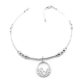 Anklet Phoenix Sterling Silver Beach Gift Rise Above Rebirth a Symbol of New Beginnings (Average 8 1/2" to 10")