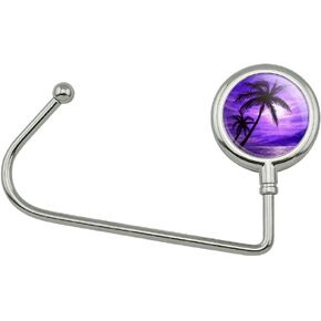 GRAPHICS & MORE Purple Sunset Beach Palm Tree Hawaii Paradise Purse Bag Hanger Holder Hook
