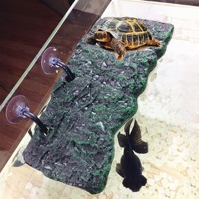 Minidiva Turtle Platform, Floating Turtle Pier Rectangular Terrapin Dock PU Foam Aquarium Float Decor Basque Terrace Climb Brazilian Tortoise (11 * 4.7 * 0.8Inch)