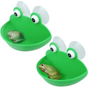 2 Pieces Frog Habitat with Dual Suction Cups Cute Fish Tank for Amphibian Aquatic Toad Frog Tadpole Tree Frog Small Aquatic Animals