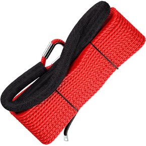 Miolle Synthetic Winch Rope 1/4'x50 MBS-8200lbs (Lab Tested) Heat-Treated Pre-Stretched with Black Sheath for ATV UTV