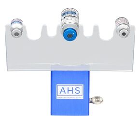 AHS American Hospital Supply Medicine Vial Holder Blue Base Transparent Hands Free Vial Holder with 7 Slots Mayo Stand Style | Medical Supplies & Equipment