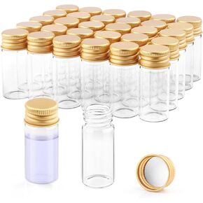 Wresty 10ml Mini Glass Jars 30 Pcs Glass Vials With Aluminum Screw Caps Empty Glass Bottles Sample Bottles Container For DIY Art Craft Decor Jewelry Storage