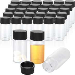 SENENQU 100 PCS 20ml (5 dram) Clear Small Liquid Sample Glass Vials Bottles with Screw Caps, 27.5mm Diameter x 57mm Length Leak-Proof Lab Sample Vials for Laboratory, Seeds
