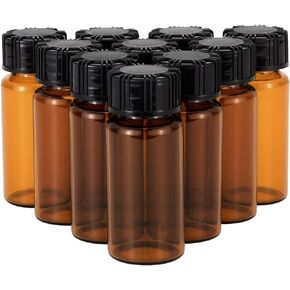 NewZoll 10ml Amber Glass Bottles for Essential Oils, Chemistry Lab Chemicals, Colognes & Perfumes (10 Pieces)