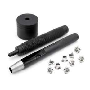 CRAFTMEMORE 2mm Grommet Tool Kit Eyelet Setting Tool Grommet Setter Hole Punch Cutter & Pack of 100 Grommets (0.08" (2mm) Inside Diameter)