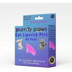 Purrdy Paws 40 Pack Soft Nail Caps for Cat Claws Lipstick Pink Small