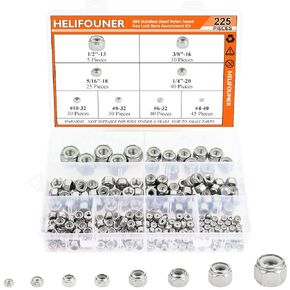 100 Pieces #4-40 Nylon Insert Hex Lock Nuts, 304 Stainless Steel (18-8) Locknuts, Bright Finish, Coarse Thread