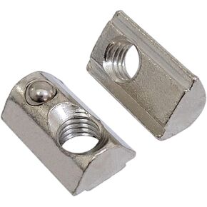 100 PCS Carbon Steel M8 T-Nuts Roll-in Spring, T-Slot Nuts Ball Nut 8 fit for European Standard 4040 and 4080 Series Aluminum Profiles 8mm Grooves Set