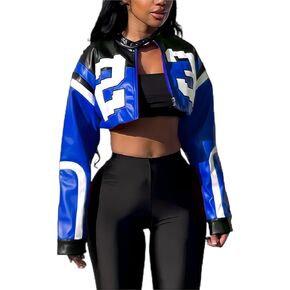 CONCINEROS Women's Faux Leather Jacket Zip Up Cropped Bomber Leather Jacket Women 2023 S-XL