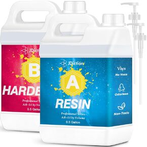 JDiction 1 Gallon Epoxy Resin, Clear Casting Self-Leveling Resin, Low Viscosity Bubble-Free Resin and Hardener Kit for Jewelry Making, Resin Flowers, Coasters, Table Top and Wood Crafts