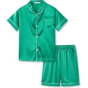 Tebbis Satin Pajamas for Girls - Baby Pink Cute Silky Summer Shorts Soft PJ Set Size 6/7-16