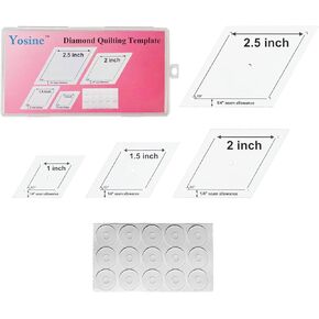 Yosine 4 Sizes 60 Degree Diamond Quilting templates for Quilting with 1/4 Seam Allowance,1 Inch,1.5 Inch,2 Inch,2.5 Inch,Acrylic Diamond Quilting Template Set for Sewing Patchwork Crafts
