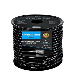 10 AWG UL 1426 (The Real Thing) Marine Wire - Tinned Copper Boat Cable - 20 Feet - Black - Made in The USA
