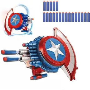 Captain America Shield and 20 Darts for Nerf Guns Toy, Kids Boys Toddlers Gun Toys Gift for Age 3-11 Years Old Christmas Birthday Holiday Party Halloween Party Gift