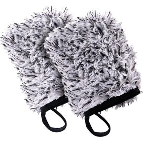 VIKING Wheel Cleaner Mitts for Car, Microfiber Wheel Cleaner for Car Detailing and Rims, Black and White, 5.5 Inch x 4.4 Inch, 2 Pack