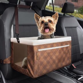 NOBLE DUCK Dog Car Seat for Small Dogs, Upgraded Dog Car Booster Seat with Metal Frame for Small Pets up to 20 lbs, Puppy Car Seat with Safety Leash