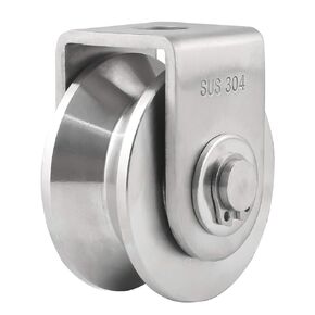 Grooved Wheel Pulley Block Pulley Wheel Stainless Duplex Bearing Silent Detachable Heavy Duty Traction Wheel for Material Handling and Moving Lifting Loading 1760lb/800 Kg