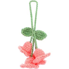 Car Mirror Hanging Accessories Lily Flower Handmade Knitted Car Pendant，Cute Car Decorations for Women Crochet Rearview Mirror Accessories,for Decoration Pendant,Car Accessories Pendant (White 1)