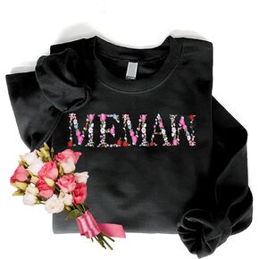 Regamor Embroidery Floral Memaw Sweatshirts For Grandma Gift Sweatshirt From Grandkids Flower Gift Mothers Day Christmas