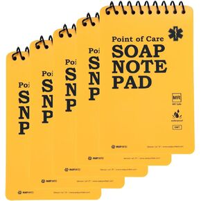 Warp United 5-Pack Full Waterproof EMT Point of Care SOAP NOTE Notepad 6" x 3-3/4" MRI Safe version na1.02