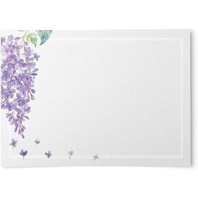 Floral Lilac Note Cards, Thick Heavy Cardstock A6, 4 x 6 inches, The Gift Collection, Set of 48