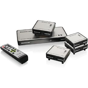 IOGEAR HDMI Wireless 5x2 Matrix Switch w/ 3 Additional Receiver - Full HD 1080p Video Up To 200 Feet - Simultaneously To Up To 5 HDTVs - 5.1 CH Digital Audio - HDCP 2.0 - Plug & Play - GWHDMS52MBK4