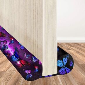 Wuccjiu Adjustable Under Door Draft Stopper, 36 Inches Noise Blocker, Window Breeze Blocker Butterfly Purple