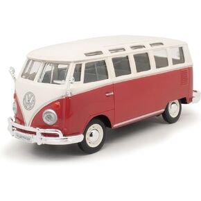 Maisto Volkswagen Van "Samba" Bus, Red & Beige 31956 - 1/25 (1/24) Scale Diecast Model Toy Car
