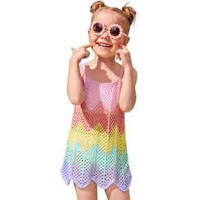SOLY HUX Toddler Girl's Color Cable Knit Swimsuit Cover up Short Beach Cami Dress