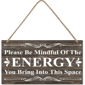 CAKIROTS Positive Quotes Wall Decor Be Mindful Quote Wooden Signs Positive Energy Sign Home Decor Present 10x6 inch