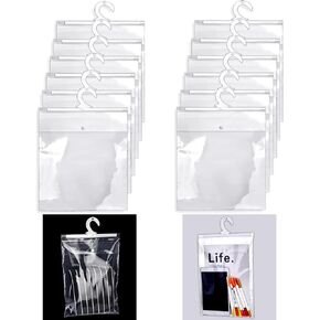 Hanging Storage Bags,Large Hook Hang-Up Clear Plastic Bags,Book Pouch Kids School Supply Kit for Classroom Library Pharmacy Use,School Supplies for Girls and Boys,10" X13" (Set of 12) in Kuwait