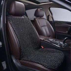 KENNISI Natural Beaded seat Covers for Cars Cooling Auto Beaded car seat Covers Durable Wood Beaded seat Cover for Summer Back Support Massage Fatigue Relief Breathable 1-PC (1-Black-PJ)