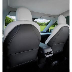 Weflye Seat Protectors for Model 3/Y/S/X (Includes 2024 Model 3 Highland), Wear Resistant Leather Kick Mats Back Seat Protector with More Space Pocket, Set of 2