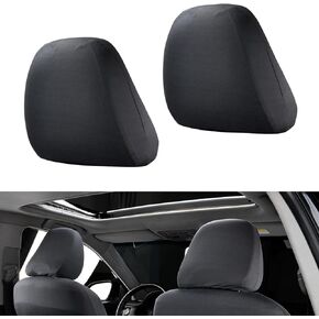 2 PCS Car Seat Headrest Cover, 9" x 10.6" Knitted Stretch Breathable Fully Surrounded Simple Dust Cover, Reusable Flexible Headrest Protector, Universal for Most Cars (Black)