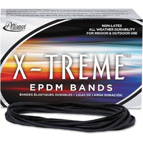 Alliance X-treme File Bands - Long Lasting 7 x 1/8 Inches Black EPDM Non-Latex Archival File Bands - 1 Pound Box (approx 200 pieces)