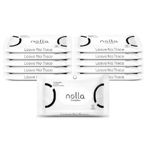 Nolla Flushable Wipes Travel Packs, 100% Plant-Based, Plastic-Free and Biodegradable - Unscented + Soothing Aloe and Vitamin E 120 Count (10 Packs of 12)