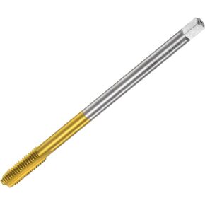 uxcell Metric Thread Tap M10 x 1.5 H2 130mm Extra Long Titanium Coated High Speed Steel 6542 Straight Flute Screw Thread Milling Machine Taps Threading Tapping Repair Tool