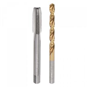 uxcell M8 x 1.25 Straight Flute Thread Tap and 6.8mm Twist Drill Bit Set, Metric Titanium Plated 6542 High Speed Steel Machine Screw Thread Tap Threading Drilling Tool