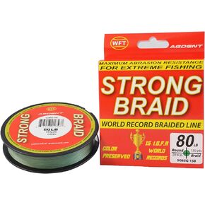 Strong Braid Fishing Line / 150 Yards/No Stretched polyethylene fibers/Braided from 8 pre-Stretched filaments for Superior Strength to Diameter Ratio/Green Round Braid