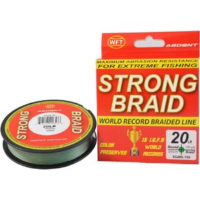 Strong Braid Fishing Line / 150 Yards/No Stretched polyethylene fibers/Braided from 8 pre-Stretched filaments for Superior Strength to Diameter Ratio/Green Round Braid