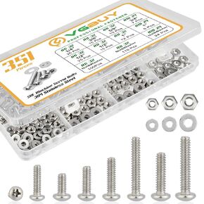 VGBUY 351Pcs Machine Screws Nuts and Bolts Assortment Kit, 6-32# 8-32# 10-24 Phillips Pan Head Assorted 304 Stainless Steel Bolts Nuts Flat Washers Bolts with Case
