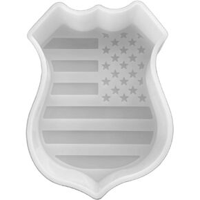 Police Badge with American Flag Freshie Silicone Mold | Size 3.5" Wide x 4.8" Long x 1" Deep | Police Badge Design for Freshie Makers