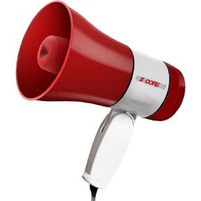 5 CORE Megaphone Bull Horn PA Speaker 30W Loud Speaker 800 Yards Range Portable Mini Bullhorn w Recording Volume Control Siren Noise Maker for Kids and Adults for Cheerleading Football 138 RU