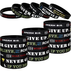 36 Pieces Soccer Motivational Silicone Wristband Football Inspirational Wristbands Soccer Sports Quote Stretch Rubber Bracelet for Boys Girls Men Sport Theme Party Supplies Favors Awards Presents