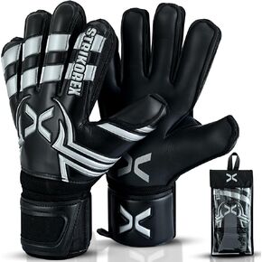 StrikoreX Goalie Gloves for Kids & Youth with 4mm Latex Palm, Strong Grip Adults & Boys Soccer Football Gloves with Fingers Save