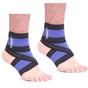 AIZXC Elastic Breathable Ankle Wraps Straps Bandage Compression Brace Foot Sleeve Support for Men Women - Ankle Supports for Athletics Injury Recovery Joint Pain Relief - 1 Pair (Black/Blue)