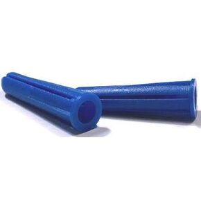 #10 - #12 x 1" Long Bantam Plug-Conical Plastic Anchors/Nylon/Blue/for Use with #10 - #12 Screws/Length: 1" / Drill Size: 1/4" (Carton: 1,000 pcs)